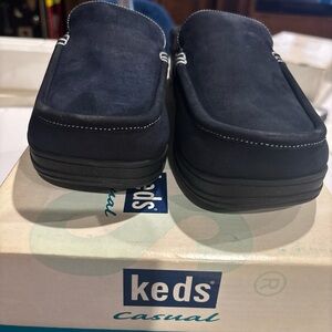 Keds Women’s Navy Suede Slip-On Loafers with Contrast Stitching Brand New in Box